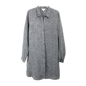 J. Jill‎ love linen 100% linen button down tunic shirt Sz M gray lagenlook